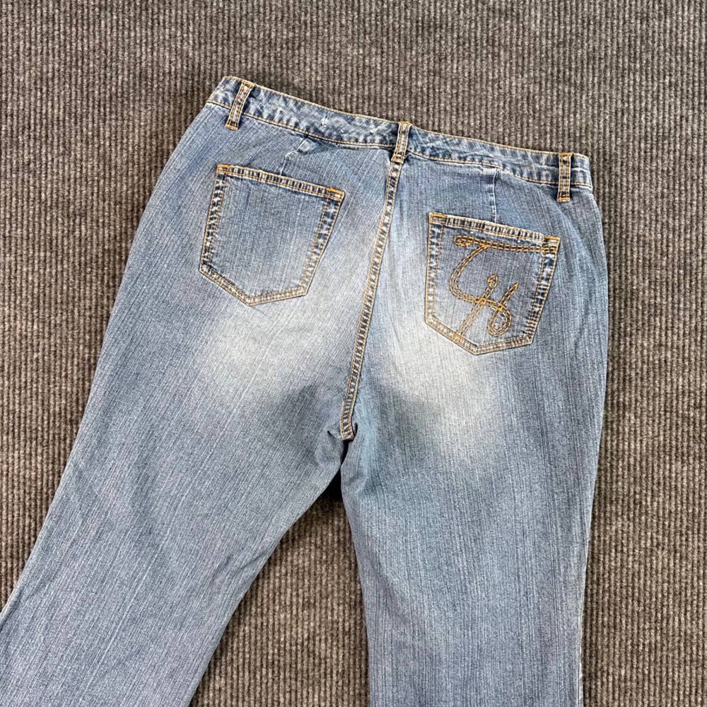 VTG Y2K Tommy Hilfiger Jeans Womens 16 Light Wash Denim Logo Bootcut Retro - Picture 1 of 11